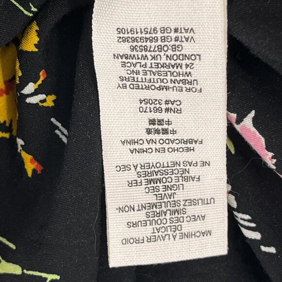 Free People Greatest Day Smocked Dress Womens XS Black Floral Midi - Picture 7 of 7